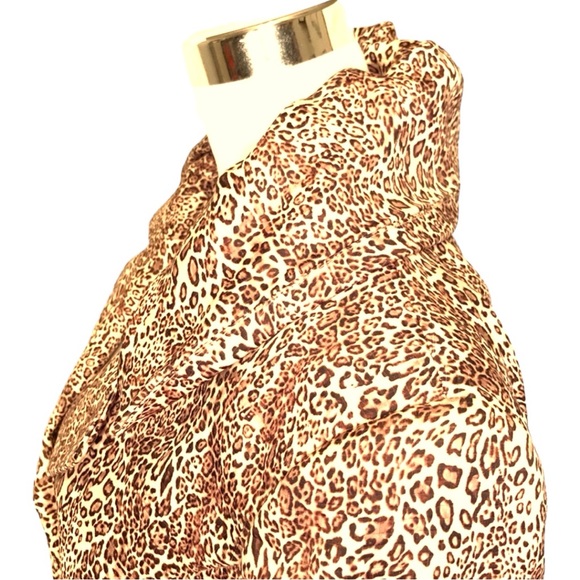 Satin Animal Print Statement Collar Top Jacket - Picture 3 of 11